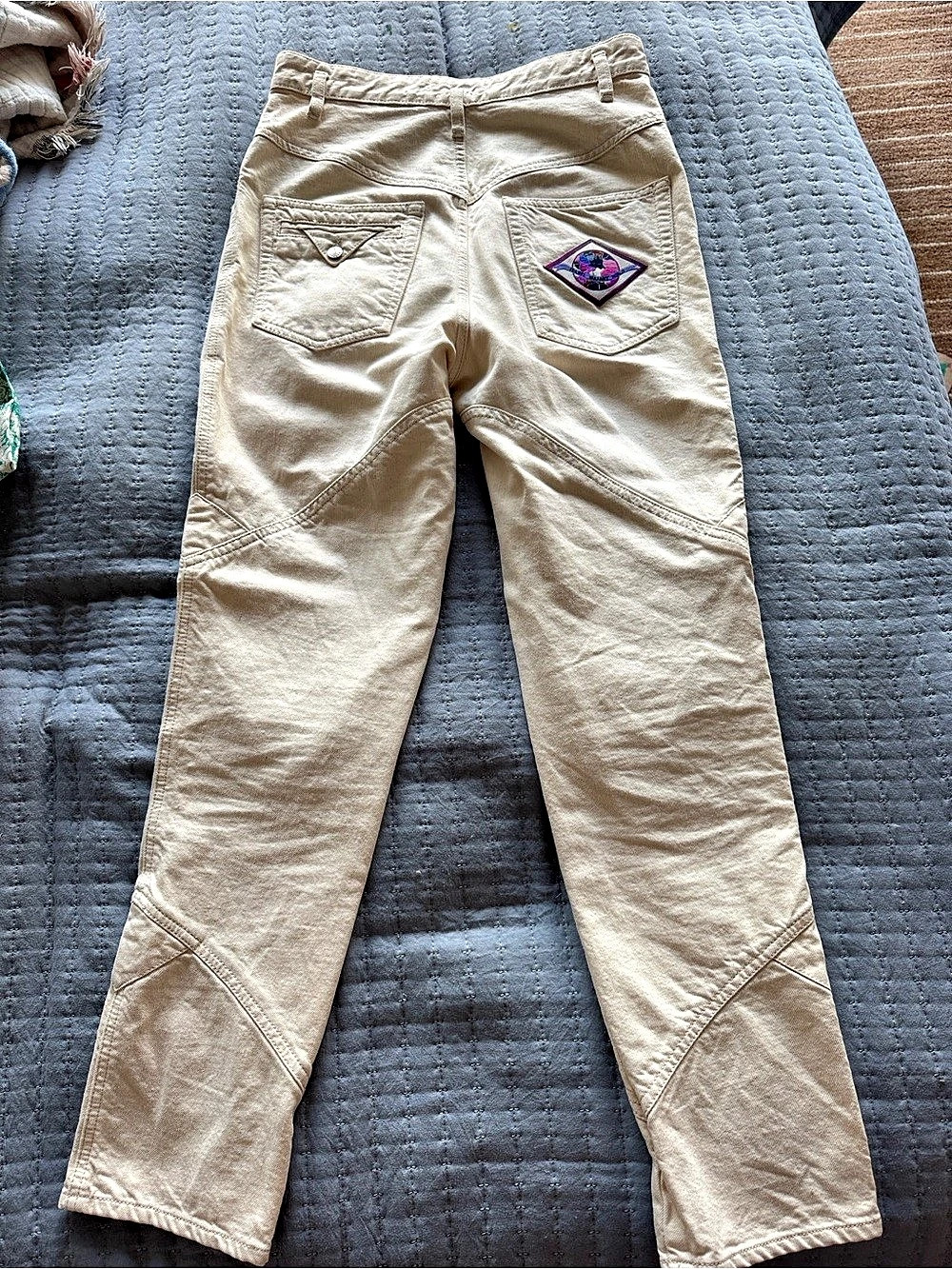 Isabel Marant Straight Leg Cotton Pants in Cream Size 34